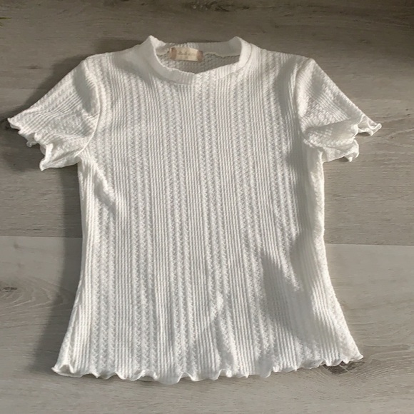 Altar'd State White Cream Waffle Top‎ mock neck - Picture 7 of 8